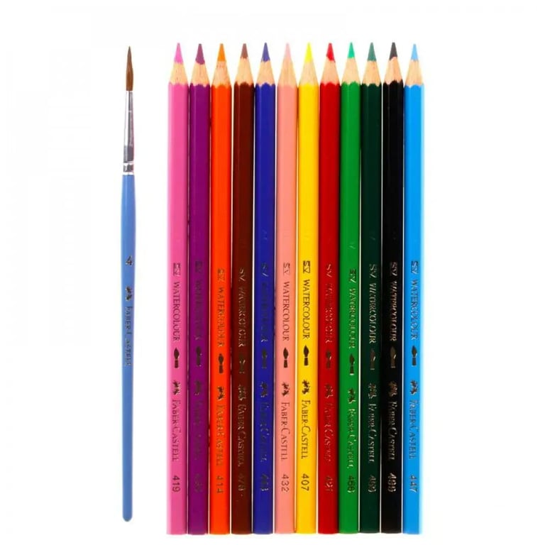 Олівці кольорові Faber-Castell акварельні , 12 кольорів + пензлик (114413) (1407) - фото 3