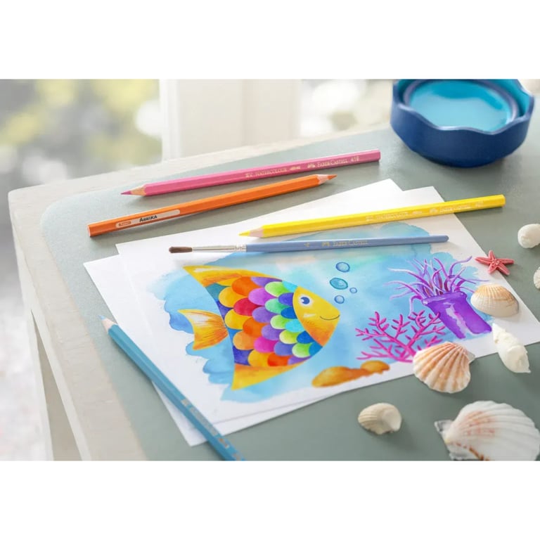 Олівці кольорові Faber-Castell акварельні , 12 кольорів + пензлик (114413) (1407) - фото 5