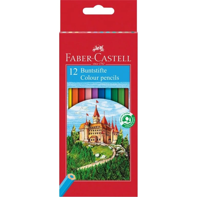 Олівці кольорові Faber-Castell Замок та лицарі,12 кольорів (120112) (5514) - фото 1