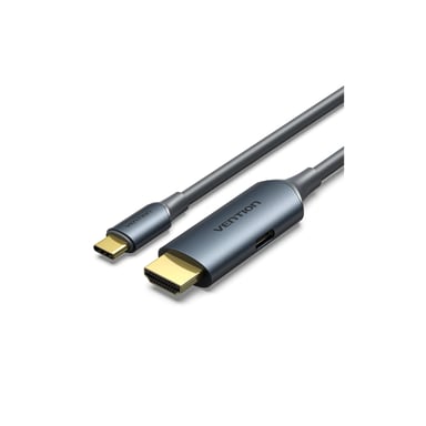 Кабель мультимедійний USB-C to HDMI M 1.5m 4K60Hz + USB-C F power gray Vention (ABLHG) - фото 1
