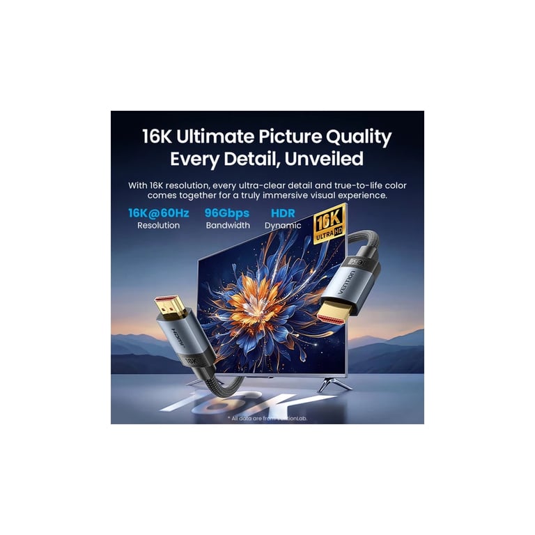 Кабель мультимедійний HDMI M to HDMI M 3.0m 16K60Hz 96Gbps gray Vention (ALVHI) - фото 4