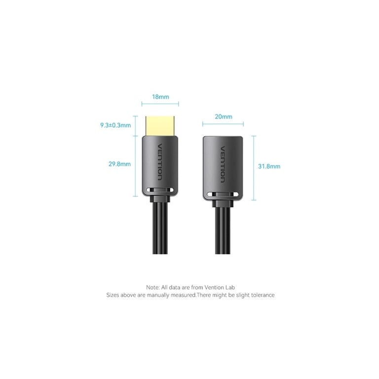 Кабель мультимедійний HDMI M to HDMI F 0.5m 4K60Hz black Vention (AHCBD) - фото 6