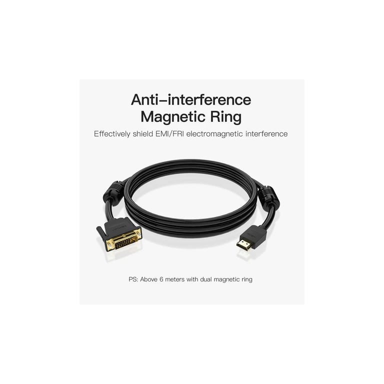 Кабель мультимедійний HDMI M to DVI M 1.5m 24+1pin 4K60Hz black Vention (ABFBG) - фото 3