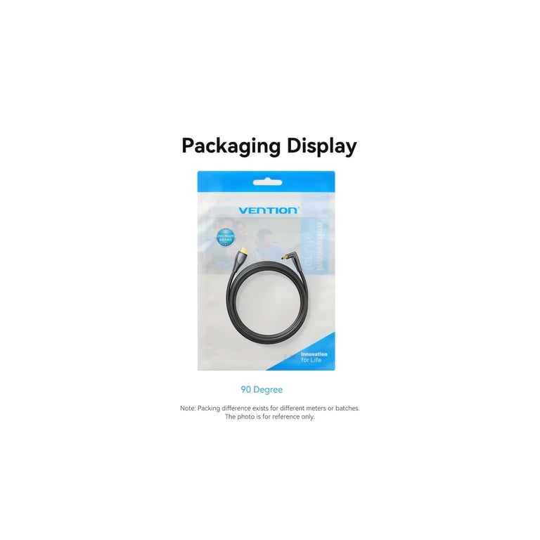 Кабель мультимедійний HDMI M to HDMI M 1.0m 4K60Hz 90° corner black Vention (ALRBF) - фото 3