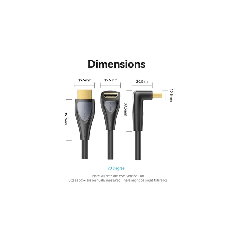 Кабель мультимедійний HDMI M to HDMI M 2.0m 4K60Hz 90° corner black Vention (ALRBH) - фото 2