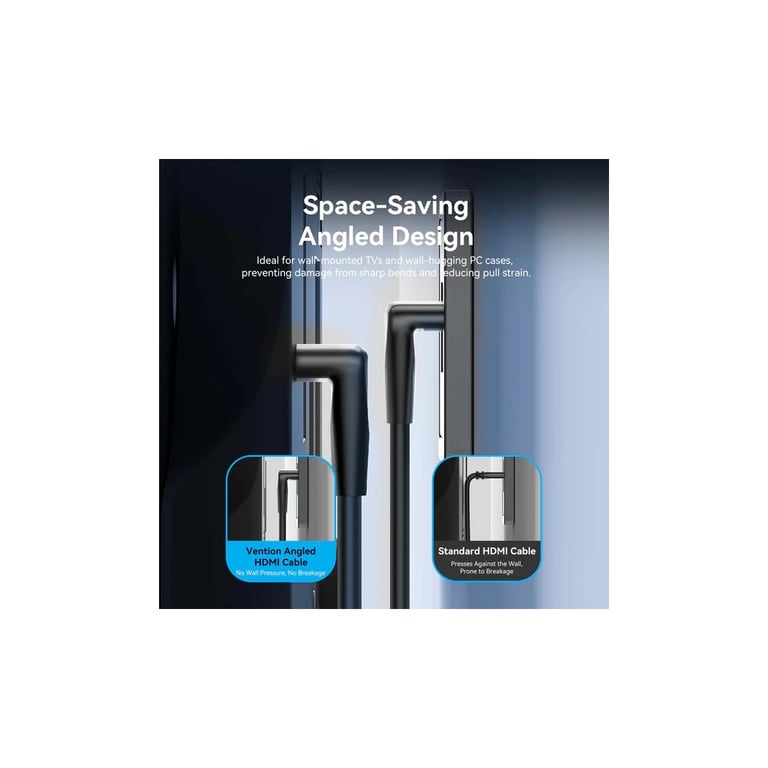 Кабель мультимедійний HDMI M to HDMI M 2.0m 4K60Hz 90° corner black Vention (ALRBH) - фото 5