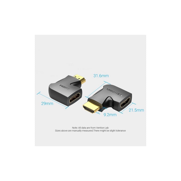 Перехідник HDMI M to HDMI F 4K60Hz 90° corner black Vention (AIPB0) - фото 4