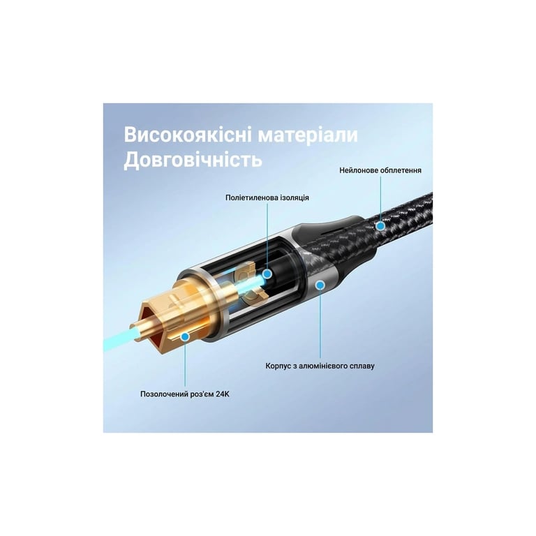 Кабель мультимедійний Optical Toslink 1.5m 5.1ch gray Vention (BAVHG) - фото 2