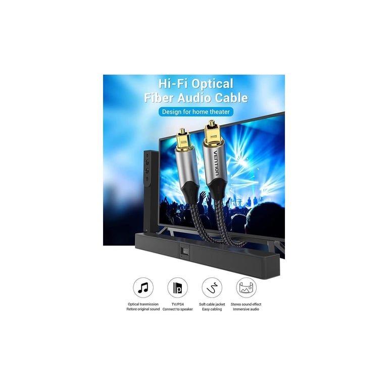 Кабель мультимедійний Optical Toslink 2.0m 5.1ch gray Vention (BAVHH) - фото 3