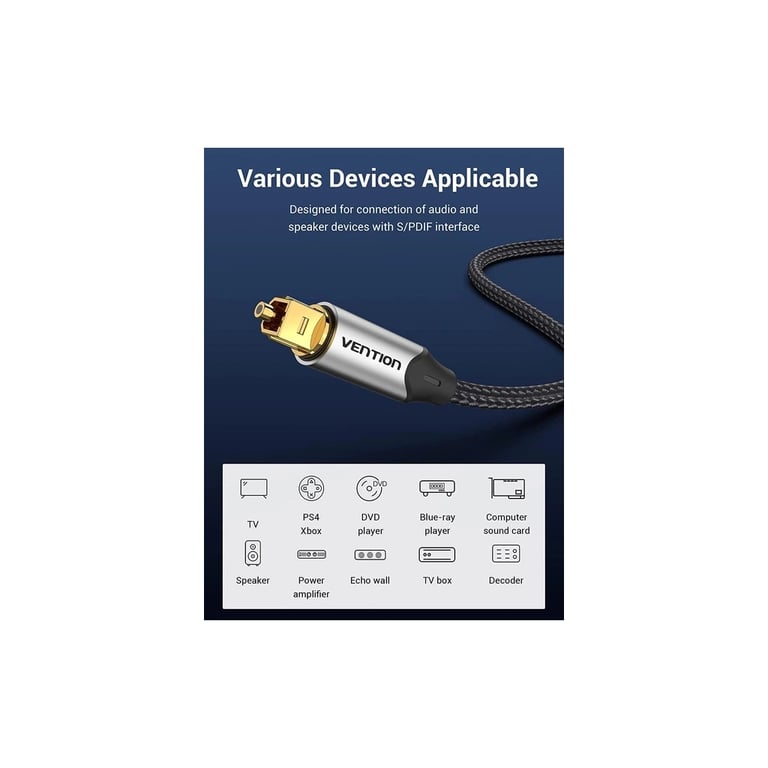 Кабель мультимедійний Optical Toslink 2.0m 5.1ch gray Vention (BAVHH) - фото 8