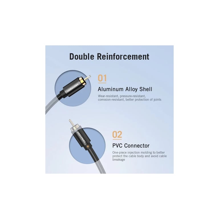 Кабель мультимедійний 1xRCA M to 1xRCA M 2.0m digital black Vention (VAB-R09-B200) - фото 3
