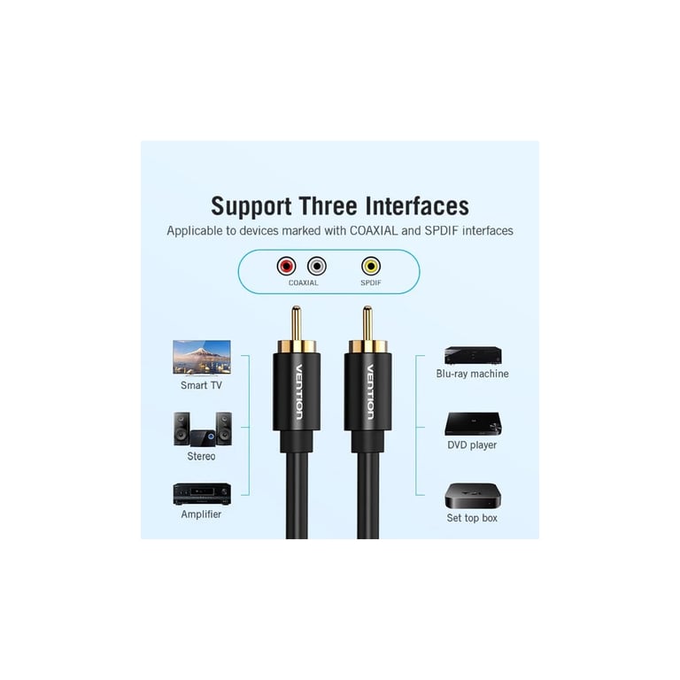 Кабель мультимедійний 1xRCA M to 1xRCA M 2.0m digital black Vention (VAB-R09-B200) - фото 7