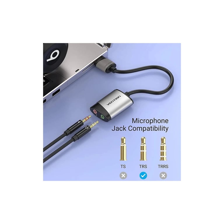 Звукова плата USB AM to 2x3.5mm F 0.15m gray Vention (CDKHB) - фото 3