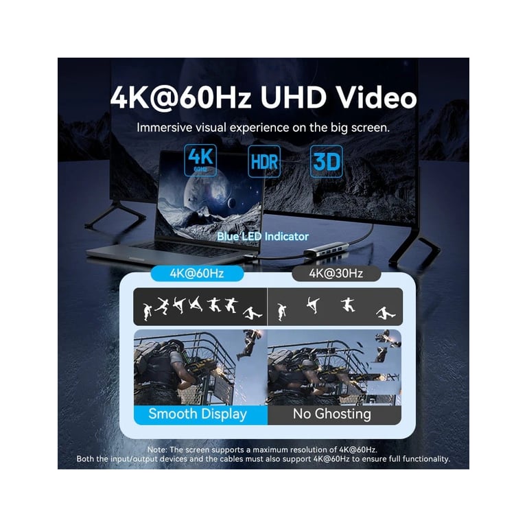Концентратор Vention USB-C 5-in-1 3xUSB 3.0 + HDMI 4K60Hz + USB-C PD100W gray (TGMHB) - фото 5