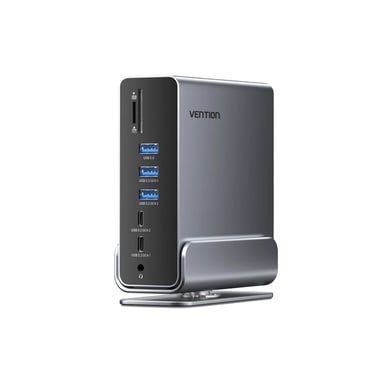 Концентратор Vention USB-C 15-in-1 2xHDMI + DisplayPort + RJ45 + SD/TF + 3.5mm gray (TPUH0) - фото 1