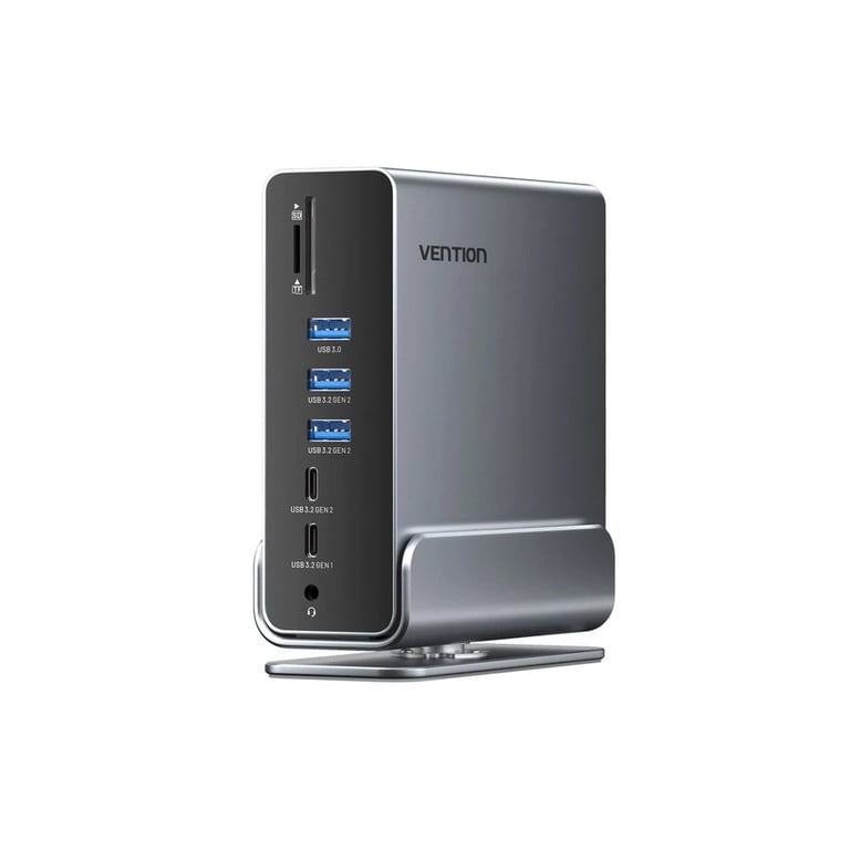 Концентратор Vention USB-C 15-in-1 2xHDMI + DisplayPort + RJ45 + SD/TF + 3.5mm gray (TPUH0) - фото 1