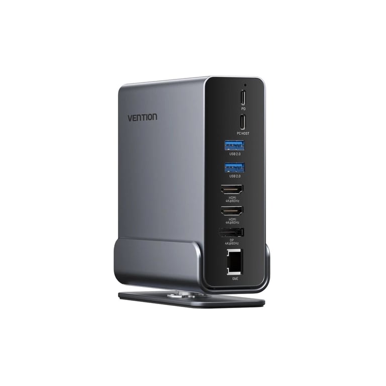 Концентратор Vention USB-C 15-in-1 2xHDMI + DisplayPort + RJ45 + SD/TF + 3.5mm gray (TPUH0) - фото 2