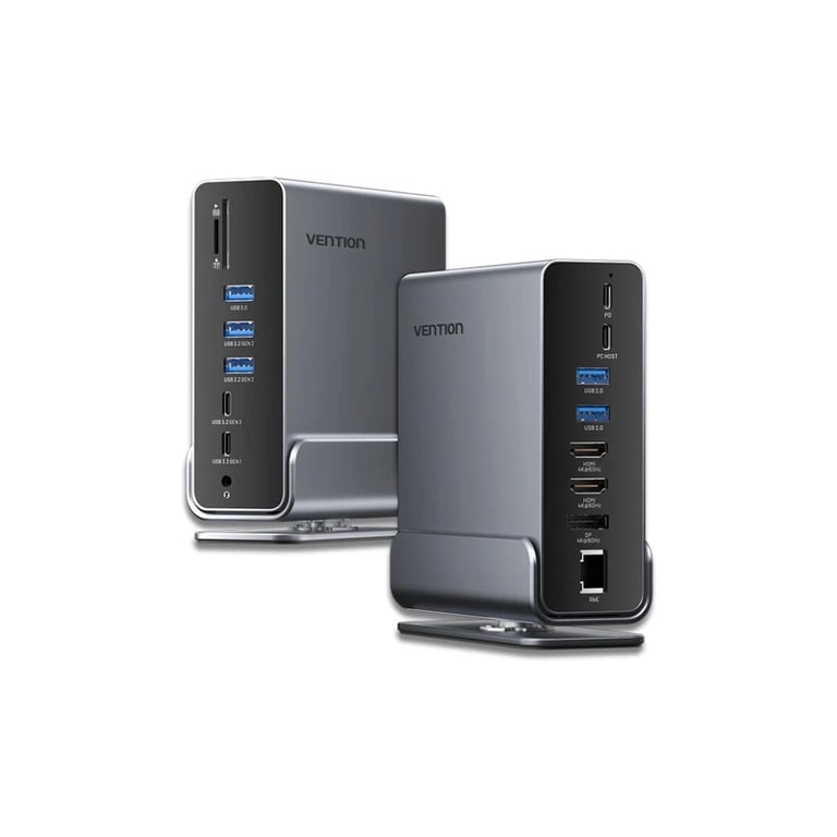 Концентратор Vention USB-C 15-in-1 2xHDMI + DisplayPort + RJ45 + SD/TF + 3.5mm gray (TPUH0) - фото 4