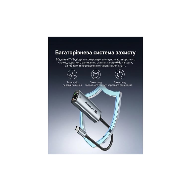 Перехідник USB-C to RJ45 Ethernet 2500Mbps gray Vention (CFTHB) - фото 9