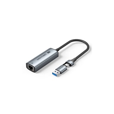 Перехідник USB-C + USB-A to RJ45 Ethernet 2500Mbps gray Vention (CFUHB) - фото 1