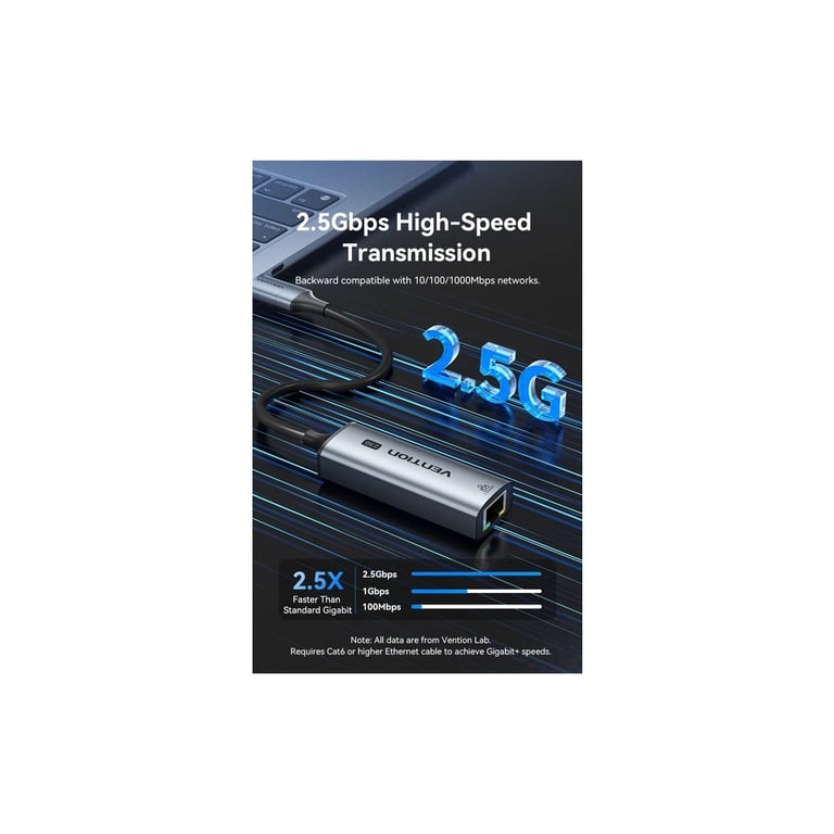 Перехідник USB-C + USB-A to RJ45 Ethernet 2500Mbps gray Vention (CFUHB) - фото 4