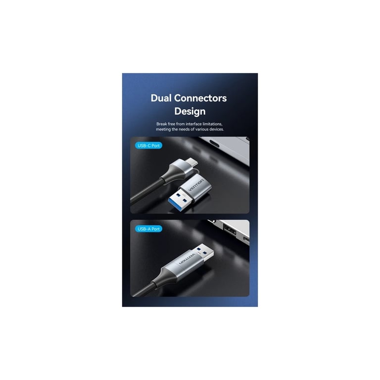 Перехідник USB-C + USB-A to RJ45 Ethernet 2500Mbps gray Vention (CFUHB) - фото 5
