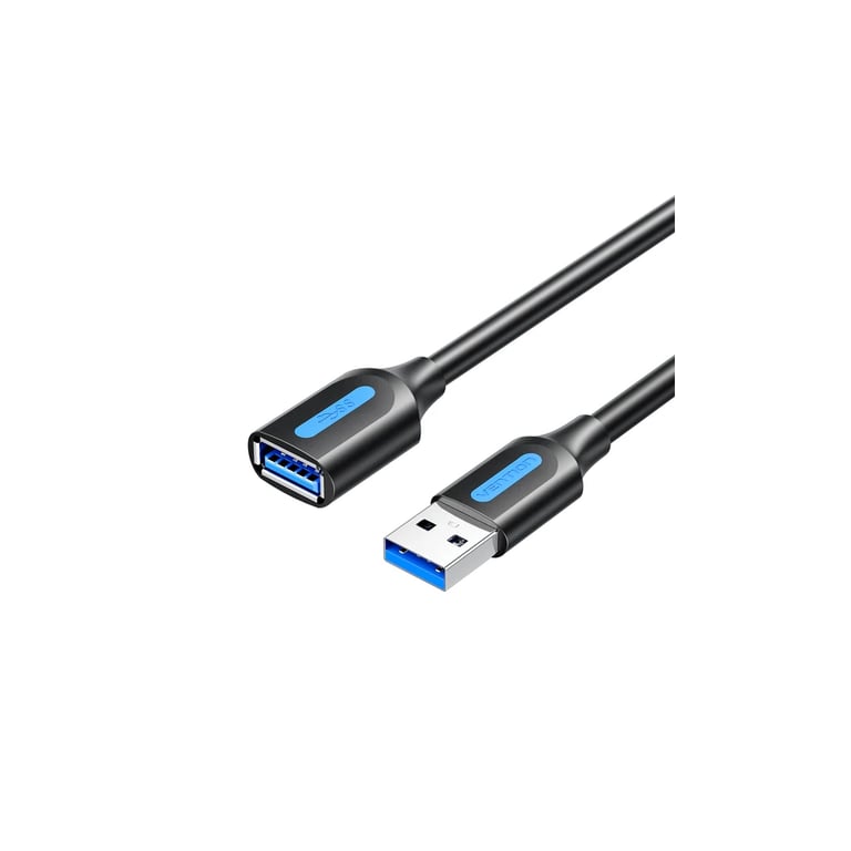 Дата кабель USB 3.2 AM/AF 0.5m 10Gbps PVC black Vention (CBOBD) - фото 1