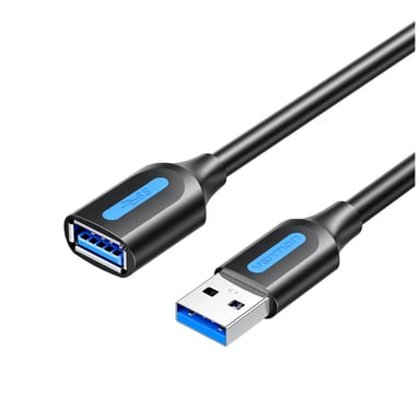 Дата кабель USB 3.2 AM/AF 2.0m 10Gbps PVC black Vention (CBOBH) - фото 1