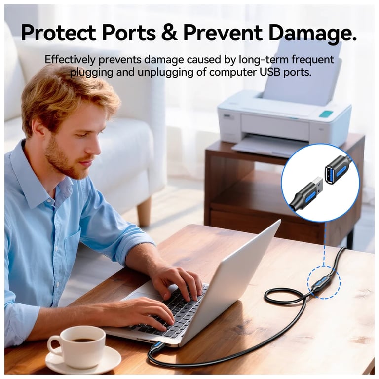 Дата кабель USB 3.2 AM/AF 2.0m 10Gbps PVC black Vention (CBOBH) - фото 6