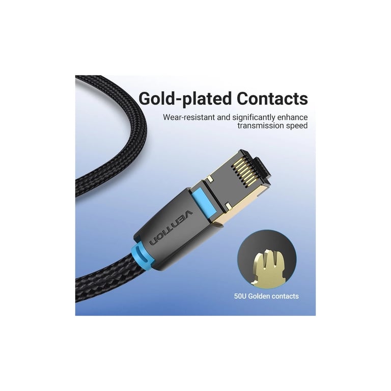 Патч-корд 2м, S/FTP cat 8 RJ-45 black Vention (IKGBH) - фото 3