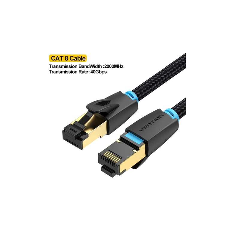 Патч-корд 3м, S/FTP cat 8 RJ-45 black Vention (IKGBI) - фото 2