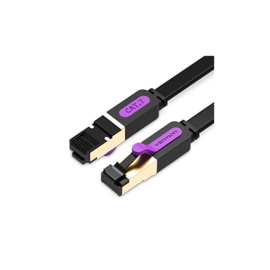 Патч-корд 15м, UTP cat 7 RJ-45 flat black Vention (ICABN) - фото 1