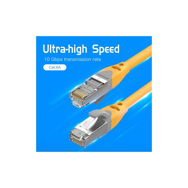 Патч-корд 1м, S/FTP cat 6A RJ-45 yellow Vention (IBHYF) - фото 2