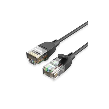 Патч-корд 0.5м, UTP cat 6A RJ-45 slim black Vention (IBIBD) - фото 1