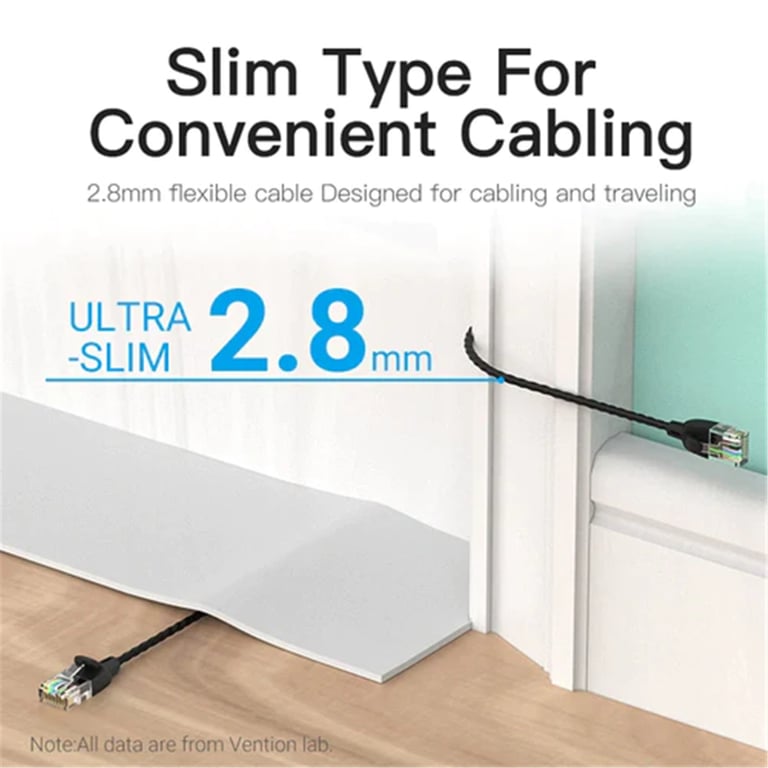 Патч-корд 1м, UTP cat 6A RJ-45 slim black Vention (IBIBF) - фото 4