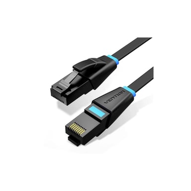 Патч-корд 1м, UTP cat 6 RJ-45 flat black Vention (IBJBF) - фото 1