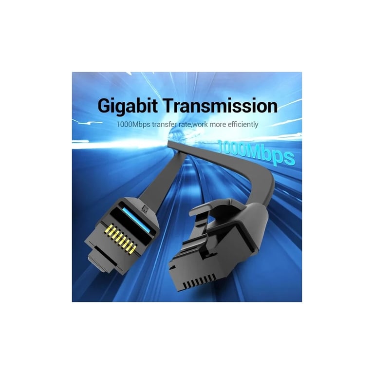 Патч-корд 1м, UTP cat 6 RJ-45 flat black Vention (IBJBF) - фото 3