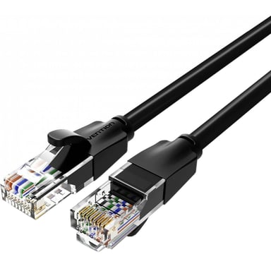 Патч-корд 1.5м, UTP cat 6 RJ-45 flat black Vention (IBJBG) - фото 1