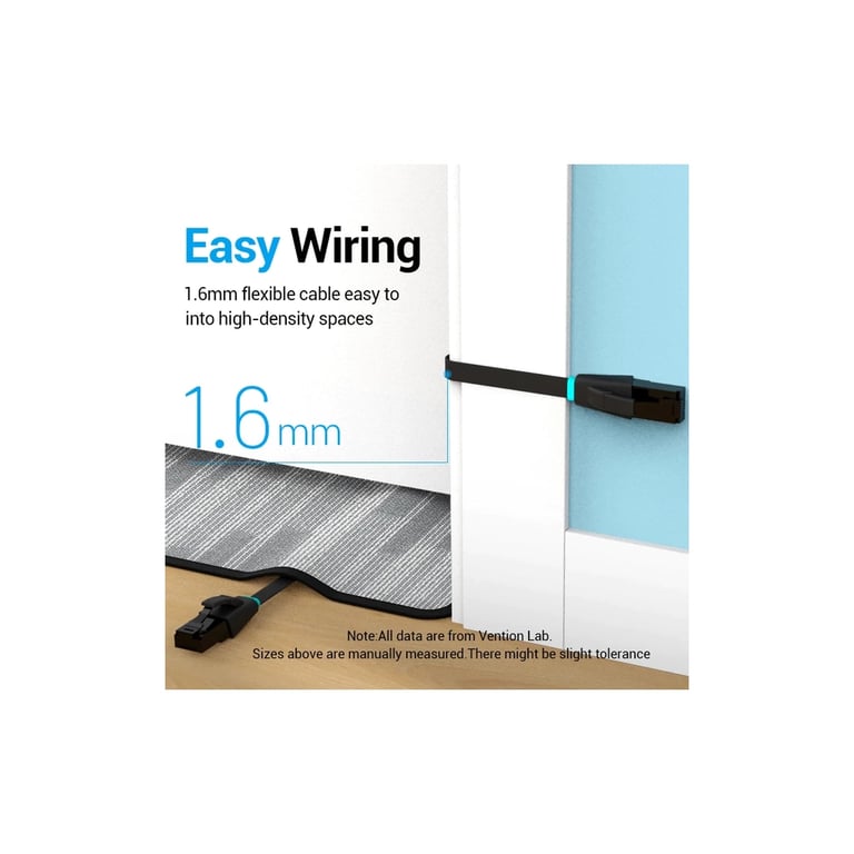 Патч-корд 2м, UTP cat 6 RJ-45 flat black Vention (IBJBH) - фото 4