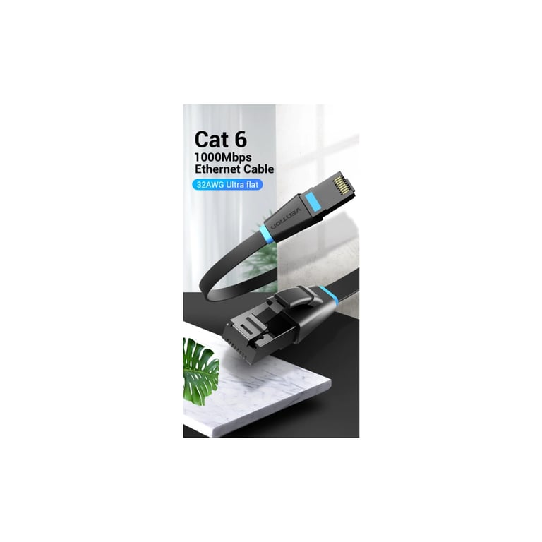 Патч-корд 2м, UTP cat 6 RJ-45 flat black Vention (IBJBH) - фото 5