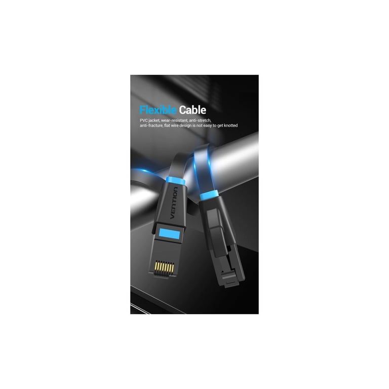 Патч-корд 2м, UTP cat 6 RJ-45 flat black Vention (IBJBH) - фото 7