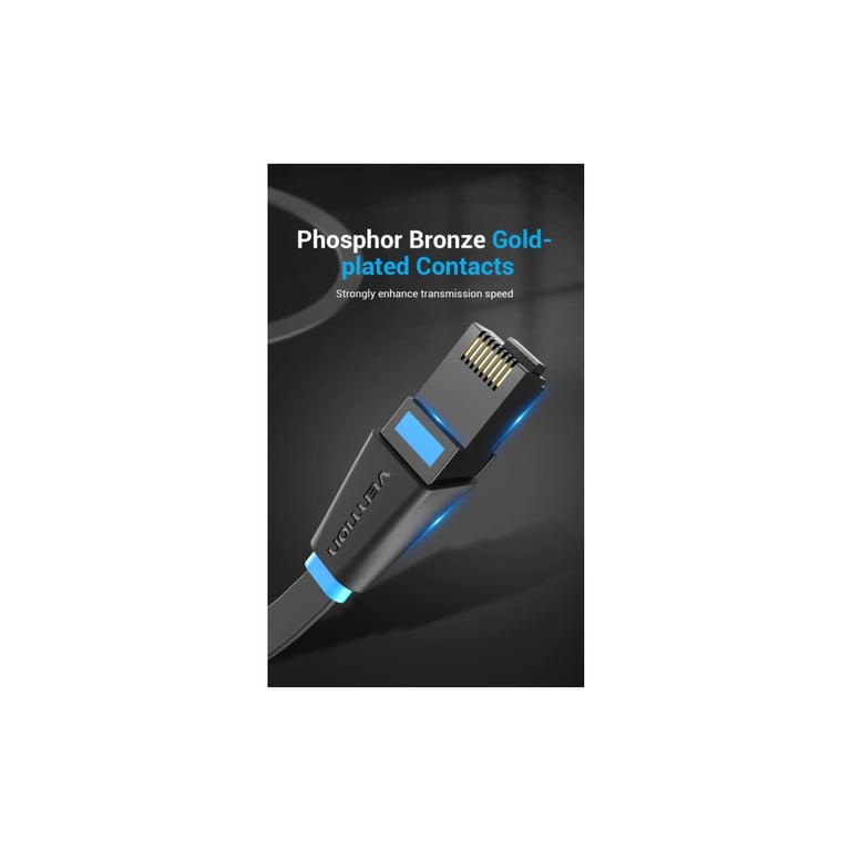 Патч-корд 3м, UTP cat 6 RJ-45 flat black Vention (IBJBI) - фото 8