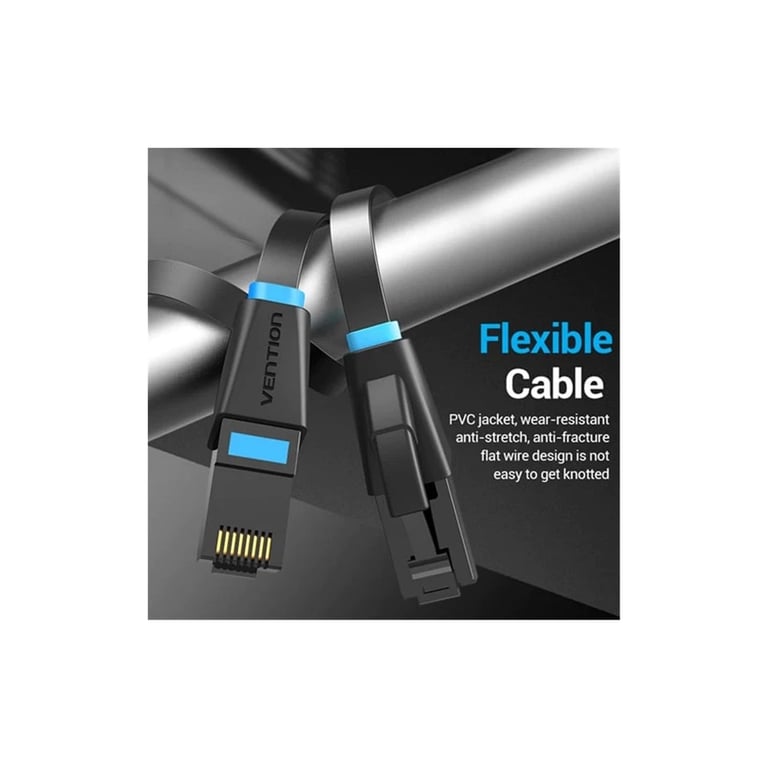 Патч-корд 10м, UTP cat 6 RJ-45 flat black Vention (IBJBL) - фото 4