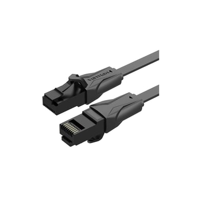Патч-корд 3м, UTP cat 6 RJ-45 flat black Vention (IBABI) - фото 1