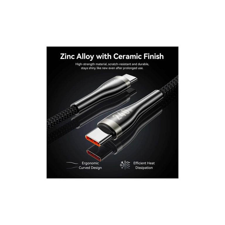 Дата кабель USB-C to USB-C 1.2m 5A nylon braided black Vention (CTYBAV) - фото 9