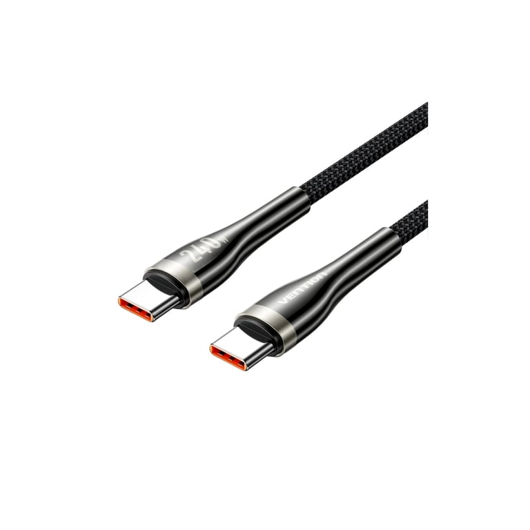Дата кабель USB-C to USB-C 2.0m 5A nylon braided black Vention (CTYBH) - фото 1