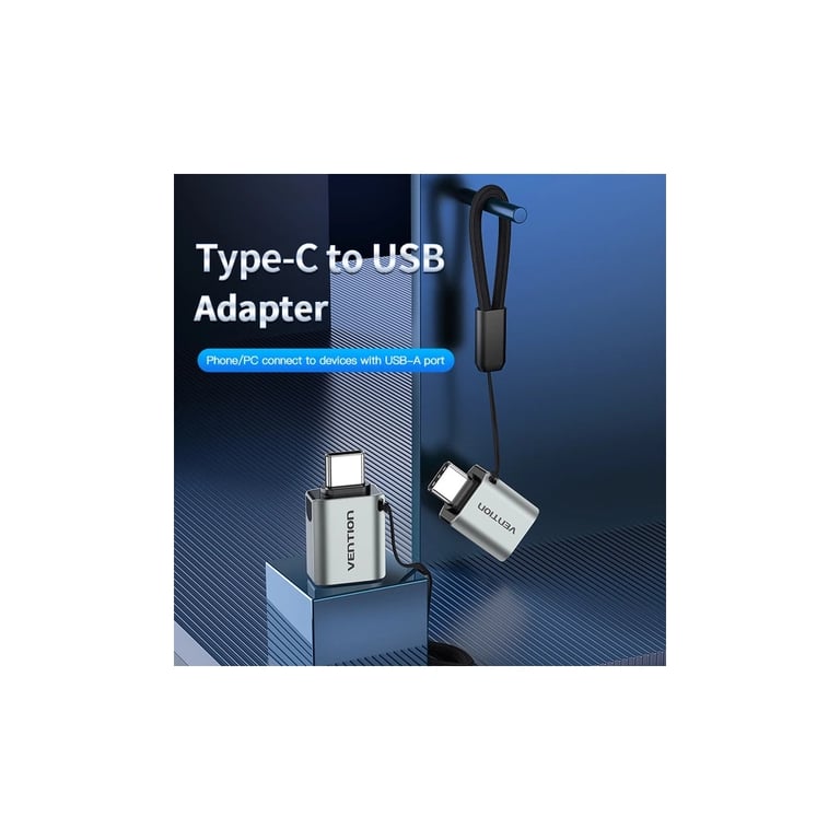 Перехідник OTG USB 3.0 AF to USB-C gray Vention (CDQH0) - фото 2