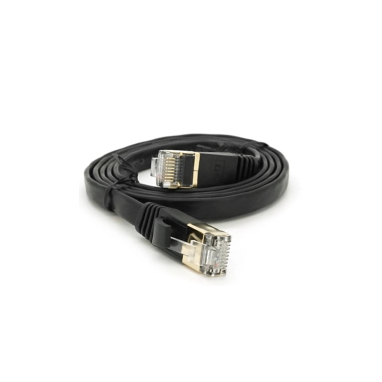 Патч-корд 1м UTP cat.7, CU, RJ45, плоский, black Weepda (PCMF-CU7/1.0Bk) - фото 2
