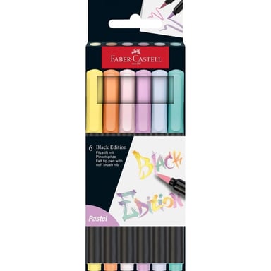 Фломастери Faber-Castell пензлики Black Edition Pastel пастельних кольорів, 6 кольорів (32357) - фото 1