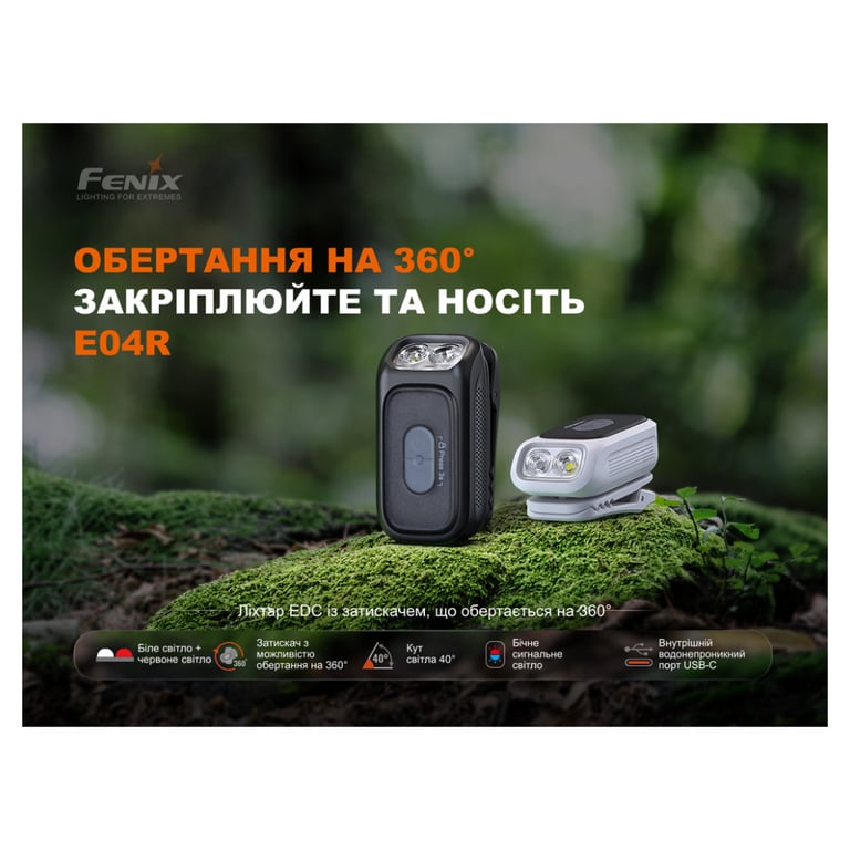 Ліхтар Fenix E04R, чорний (E04RB) - фото 6